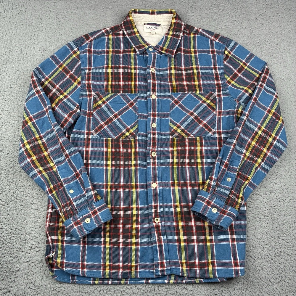 Alex Mill Wash & Go Plaid Flannel Shirt Men's Large 100% Cotton